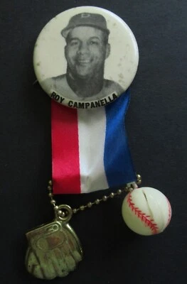 Original PM10 Roy Campanella Brooklyn Dodgers Baseball Stadium Button, Pinback - Image 1 of 3