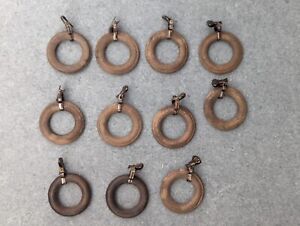 11 Vintage French Wooden Curtain Rustic Rings pincer Clips (LOT 2)