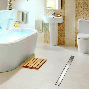 Chrome Bathroom Tile Insert Linear Shower Drain Long Grate Floor Drain Channel - Picture 1 of 11