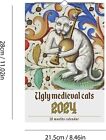 2024 Ugly Medieval Cats Calendar Weird Cats Calendar Funny Wall Calendar Gifts