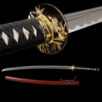Espada hecha a mano Katana samurai japonesa afilada lista Saya roja de 41"" Full Tang Foto 1 de 4