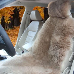 Brown Premium Quality Australian Sheep Skin Car Long Wool Front Seat Cover - Picture 1 of 3