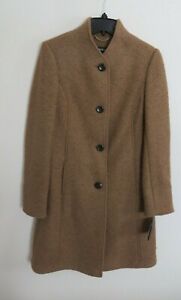 NWT Ellen Tracy Tan Collarless Wool Blend Princess Coat Size 2 