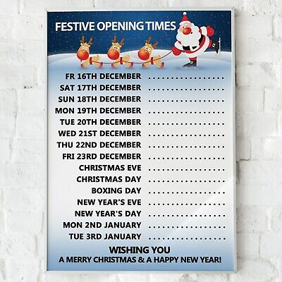Christmas Shop Opening Hours And Time Xmas Advertisement Poster | A4 A3 A2 A1 • 9.99£