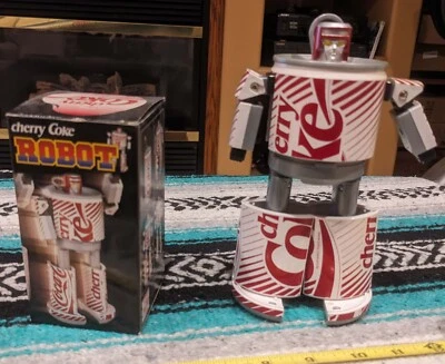 1986 Cherry Coca-Cola Robô Transformer Japão com caixa Coca-Cola Figura de Ação Rara - Imagem 1 de 3