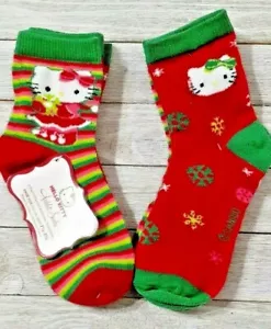 Hello Kitty girls anklet socks 2 pair shoe size 7.5 - 3.5   - Picture 1 of 1