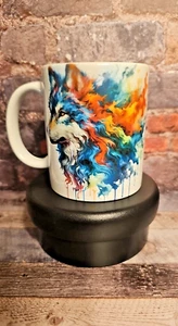11 OZ Coffee ,Tea  Mug.  Sublimation watercolor wolf - Picture 1 of 4
