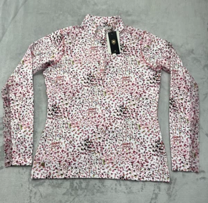 EP New York Golf  Polo Women Small  White 1/4 Zip Swirling Mock Solar Tech UV50+ - Picture 1 of 16