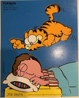 Playskool GARFIELD Childs Wood Puzzle “Breakfasts Ready!” 7 Pieces Vintage 1978 - Image 1 of 4