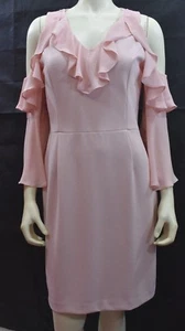 IVANKA TRUMPS RUFFLE COLD SHOUDER SHEATH DRESS 8 NEW WITH TAG - Picture 1 of 11