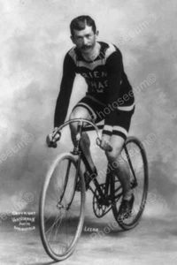 Bicycle Racer Poses On Vintage Bike 1900s Professional Photo Lab Reprint - Imagen 1 de 1