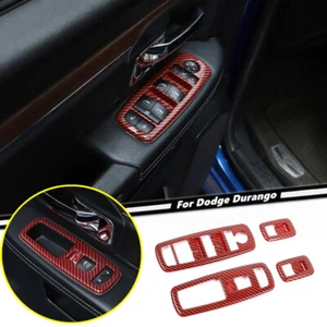For 2011-2024 Dodge Durango Red Carbon Fiber Window Lift Switch Panel Cover Trim - Picture 1 of 9