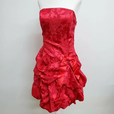 Jessica McClintock Gunne Sax Vintage 80s Strapless Party Dress RED Prom Bow 9/11 - Image 1 of 4
