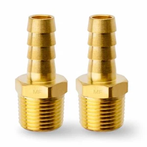 Brass 3/8" Male Npt To 3/8" Hose Id Barb Barbed Hose Fitting Adaptor Connector - Picture 1 of 7