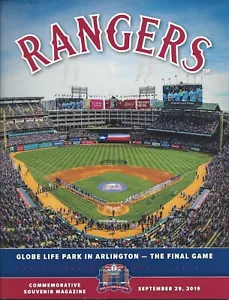 2019 Texas Rangers Program Globe Life Park The Final Game Volume 48 No. 13 - Foto 1 di 1