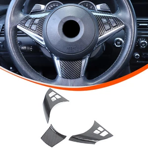 Car Steering Wheel Button Frame Cover For BMW 6 Series 2004-2009 ABS Carbon Trim - Picture 1 of 12