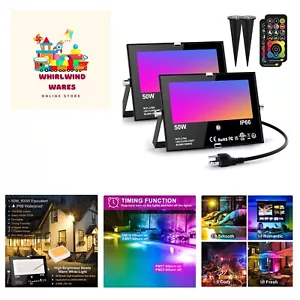 LED Flood Light Outdoor RGB Stage Lights Color Changing 500W Equivalent 2700k... - Picture 1 of 7