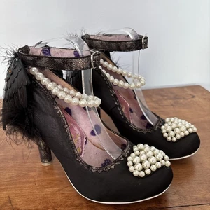 IRREGULAR CHOICE 'Eros Wings' Shoes with Pearls & 2 Ankle Straps UK EU41 - Picture 1 of 10
