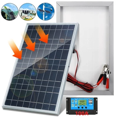 Autocaravana Panel Solar 12V 30W De Kit 100A Controlador de Cargador Batería Para Barco Foto 1 de 4
