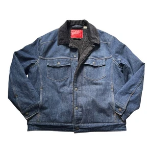 Levi’s LEJ Premium Denim Sherpa Jacke Herren M mittelblau gefüttert Druckknopf *DEFEKT* - Bild 1 von 18