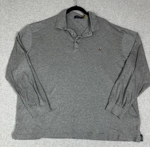 Polo Ralph Lauren Polo Para Hombres 2XLT Gris Jaspeado Manga Larga Poni Logo Informal - Imagen 1 de 10