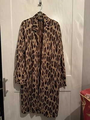 Cárdigan largo para mujer Kasper frente abierto estampado de leopardo nuevo con etiquetas XL Foto 1 de 4