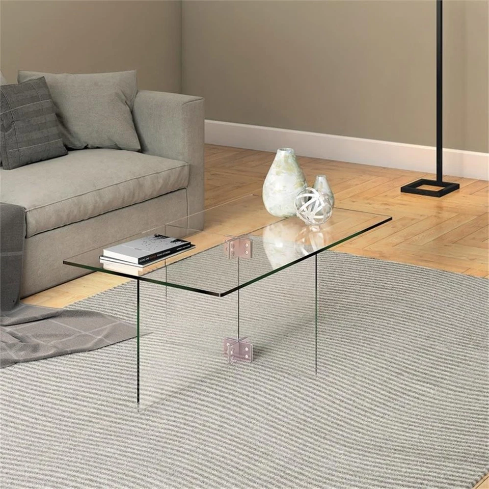 Henn&Hart 16' Cosmopolitan Clear Glass Coffee Table - Image 1 of 4