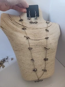 VTG Native American Sterling Silver Animal Fetish Necklace & Earrings Set - Picture 1 of 8