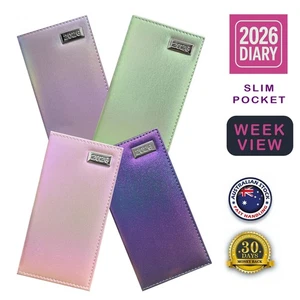 2026 Diary Slim Pocket Week to A View Metallic Neon Holographic Glitter Planner - Bild 1 von 7