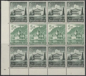 Germany 1940 Winter Relief - se tenant corner block of 12 (6+4pf & 5+3pf), MNH - Picture 1 of 1