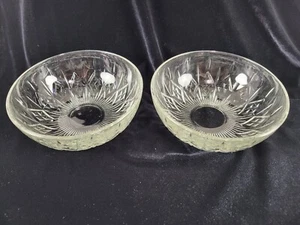 Set of 2 Vintage ARCOROC FRANCE Starburst Diamond Pattern Clear Glass 5.5" Bowls - Picture 1 of 7
