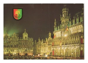 Postcard 4x6 Belgium Grand Place Market Brussels Night - Picture 1 of 2