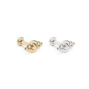 14K REAL Solid Gold Beaded Granule Stud Helix Tragus Cartilage Piercing 16G - Bild 1 von 7