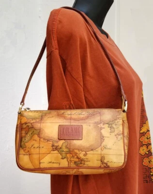 Cartera de Hombro Alviero Martini - Mapa del Viejo Mundo - Lona Geo Recubierta, Tamaño Compacto Foto 1 de 4