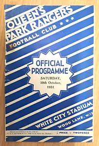 QPR/QUEENS PARK RANGERS v LEICESTER CITY: 1931 RESERVES PRE WAR PROGRAMME: LOOK! - Picture 1 of 3