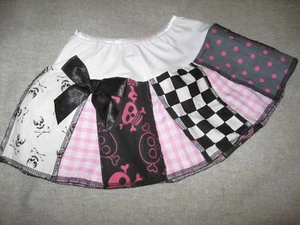 Skulls check skirt pink black white Baby girls 12-18M Gift Gothic Party Pleated - Picture 1 of 1