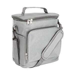 Insulated Cooler Bag Soft Lunch Picnic BBQ Cool Bag Shoulder Strap Grey