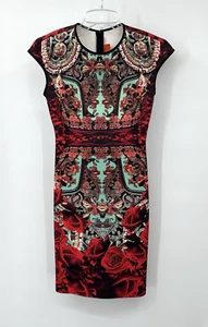 CLOVER CANYON dress shift sheath floral bodycon scuba pencil colorful XS - Picture 1 of 6