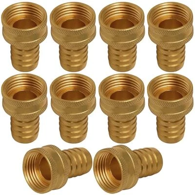 Garden Hose Adapter, 5/8" HB x 3/4" FH Swivel, Brass Lead Free 10 Pack - Image 1 of 4