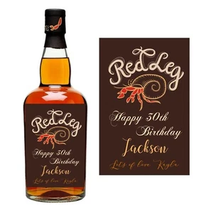 PERSONALISIERTE ROTE BEIN GEWÜRZ RUMFLASCHE ETIKETT HAPPY BIRTHDAY MÄNNER FRAUEN NAME ALTER - Bild 1 von 2