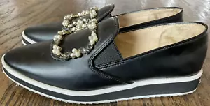 Karl Lagerfeld Paris Kalana Embellished Leather Slip On Loafers Sz 5.5 M/35.5 - Picture 1 of 11