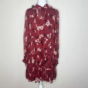 Mini Vestido Kate Spade Camelia Rojo Rusa Profunda Floral Seda Gasa Talla 12 Nuevo con Etiquetas - Imagen 1 de 12