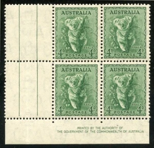 1938-57 4d KOALA ACSC 198Czb PERF 14.75X14 CA WMK AUTHORITY GUTTER IMPRINT MUH. - Picture 1 of 2