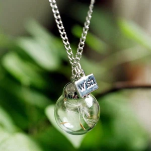 WISH Charm "Dandelion Wishes" Glass Globe Necklace - Wildflower, Boho, Gift, New - Picture 1 of 5