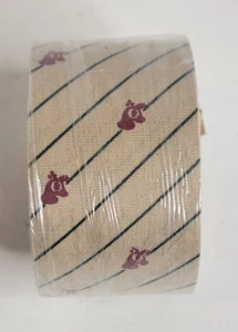 Vintage Offray Ribbon Christmas Beige with Green Stripes and Bells NOS Six Yards - Picture 1 of 5