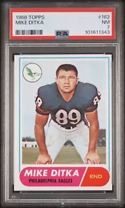 1968 TOPPS FOOTBALL CARD #162 MIKE DITKA, PSA 7 NM (PHILADELPHIA EAGLES) HOF - Bild 1 von 2