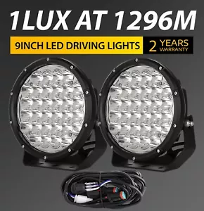 Pair Spotlights 9" LED Driving Lights Black Round Offroad Truck 4X4 SUV 12V 24V - Picture 1 of 11