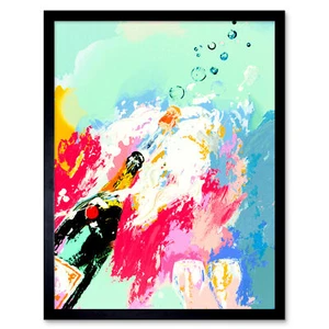 Abstrakte Champagnerflasche Cork Pop Fizzy Gerahmter Druck 30x40 cm - Bild 1 von 34