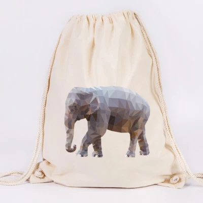 JUNIWORDS Turnbeutel Motiv "Low-Poly Elefant" ver. Farben Geschenk Tasche