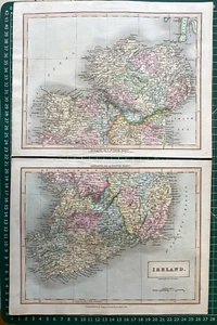1833 Antique Map; Ireland on 2 sheets, North & South - Chapman & Hall - Picture 1 of 5
